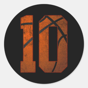 10e verjaardagsfeestje tien 10 jaar oud basketbal ronde sticker