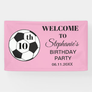 10e verjaardagsfeestje voetbal roze meisje sport spandoek