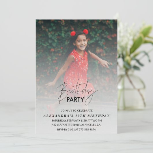 10e verjaardagsuitnodiging Verjaardagsfeest Foto G Kaart (Staand voorkant)