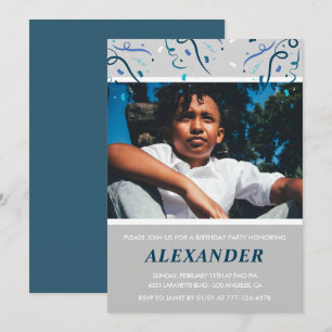 10e verjaardagsuitnodigingen Boy Confetti Photo Na Kaart