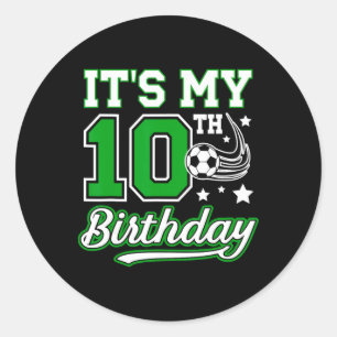 10e Voetbal Verjaardagsfeestje 10 Jaar Oude Voetba Ronde Sticker