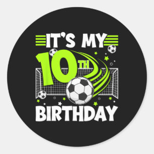 10e Voetbal Verjaardagsfeestje 10 Jaar Oude Voetba Ronde Sticker