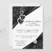 10e zwarte onyx-hartontwerp-Jubileum Kaart (Voorkant)