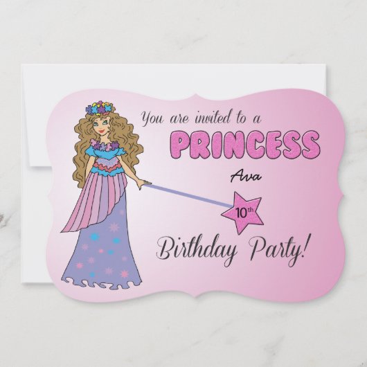 10ème Anniversaire Invitation Princesse rose avec (Devant)