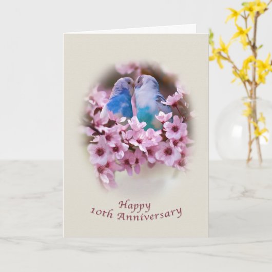 10ème carte d'anniversaire de perruches (Fleur jaune)