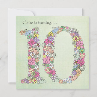 10ème Dixième Filles Anniversaire Fête Invitation 