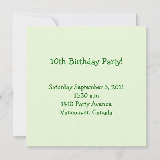 10ème Invitation d'anniversaire (Dos)