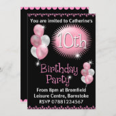 10ème Invitation de fête d'anniversaire (Devant / Derrière)