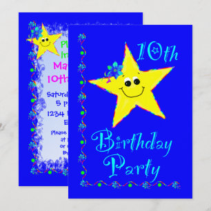 10ème Invitation d'étoile de fête d'anniversaire