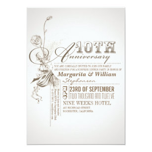 Invitations Faire Part Cartes Anniversaire Mariage 10 Ans Zazzle Be