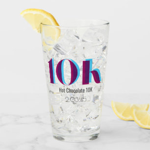 10k Race Celebration Bold Blauw Paarse Graphic Glas