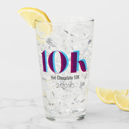 10k Race Celebration Bold Blauw Paarse Graphic Glas (Voorkant ijs)