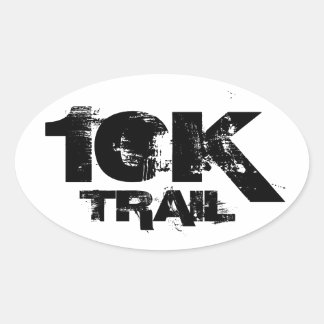 10K Trail Running Oval Decal Zwart op Wit Ovale Sticker