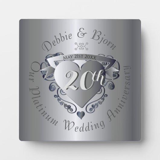 10th,20th,25th,70th Wedding Jubileum Heart Embl Fotoplaat (Voorkant)