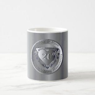 10th, 20th, 25th, 70th Wedding Jubileum Silvery Koffiemok