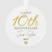 10th Anniversary Faux Gold Custom Wedding Ornament (achterkant)