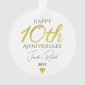 10th Anniversary Faux Gold Custom Wedding Ornament (voorkant)
