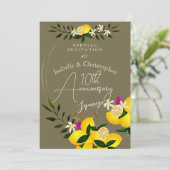 10th Anniversary Lemon Squeeze Wedding Invitation Kaart (Staand voorkant)