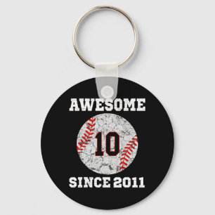 10th Birthday Baseball Lover Gift 10 Years Old Vin Sleutelhanger