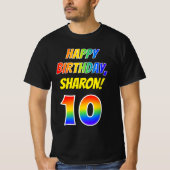 10th Birthday — Bold, Fun, Rainbow 10, Aangepaste  T-shirt (Voorkant)