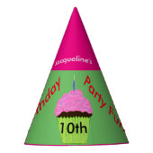 10th Birthday Cupcake Balloons Gepersonaliseerde P Feesthoedjes (Voorkant)