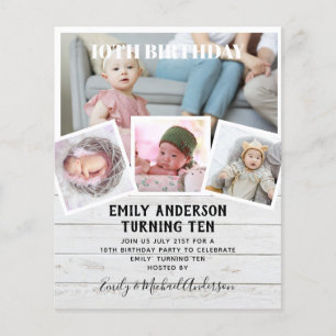 10th Birthday Foto Collage Invite Boy Girl gemengd Flyer