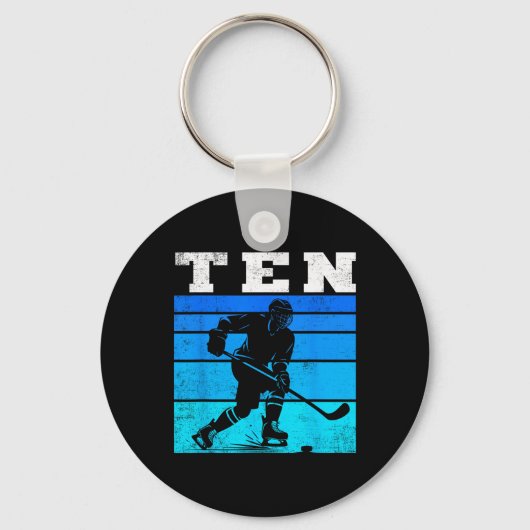 10th Birthday Ice Hockey Boys Ten Hockey Birthday Sleutelhanger (Voorkant)