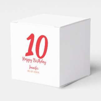 10th Birthday Naam toevoegen Datum Jaar Rode sjabl Bedankdoosjes