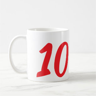 10th Birthday Naam toevoegen Datum Jaar Rode sjabl Koffiemok