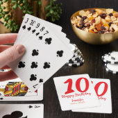 10th Birthday Naam toevoegen Datum Jaar Rode sjabl Pokerkaarten (Insitu)
