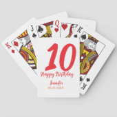 10th Birthday Naam toevoegen Datum Jaar Rode sjabl Pokerkaarten (Achterkant)