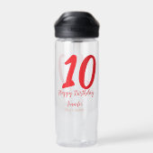 10th Birthday Naam toevoegen Datum Jaar Rode sjabl Waterfles (Achterkant)