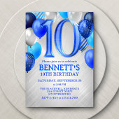 10th Boys Blue Birthday Invitation