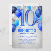 10th Boys Blue Verjaardag Uitnodiging (Voorkant)