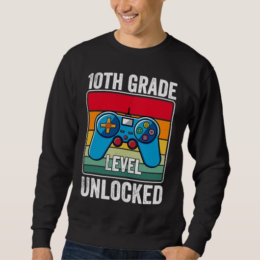 10th Grade Level Unlocked Video Game Back to Schoo Trui (Voorkant)