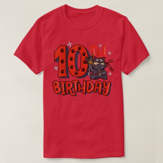 10th Ninja Birthday Boy 10 Year Old Samurai Bday P T-shirt (Design voorkant)