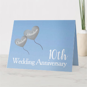 10th Tin Wedding Anniversary Ballon Kaart
