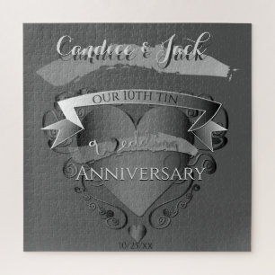 "10th Tin Wedding Jubileum"Aangepaste namen/Datum Legpuzzel
