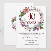 10th Tin Wedding Jubileum Bloemen Save The Date (Voorkant / Achterkant)
