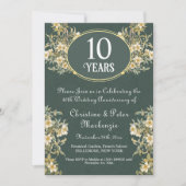 10th Tin Wedding Jubileum Rich Floral Kaart (Voorkant)