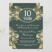 10th Tin Wedding Jubileum Rich Floral Kaart (Voorkant / Achterkant)