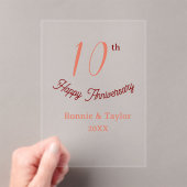 10th wedding anniversary peach pastel name retro b acryl uitnodigingen (Insitu (Draagbaar))
