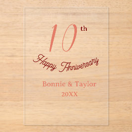 10th wedding anniversary peach pastel name retro b acryl uitnodigingen