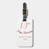 10th wedding anniversary peach pastel name retro b bagagelabel (Voorkant verticaal)