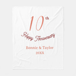 10th wedding anniversary peach pastel name retro b fleece deken