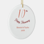 10th wedding anniversary peach pastel name retro b keramisch ornament (Rechts)