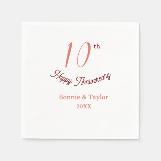 10th wedding anniversary peach pastel name retro b servet (Voorkant)