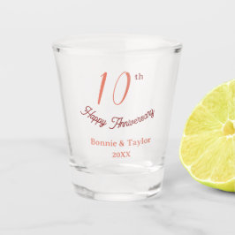 10th wedding anniversary peach pastel name retro b shot glas