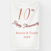 10th wedding anniversary peach pastel name retro b spandoek (Verticaal)