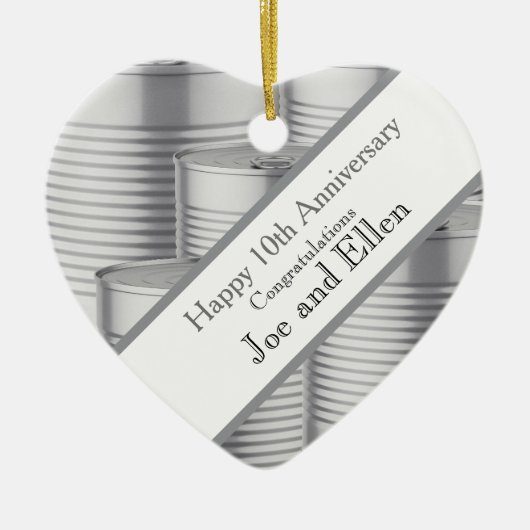 10th Wedding Anniversary, Tin Anniversary Keramisch Ornament (Voorkant)